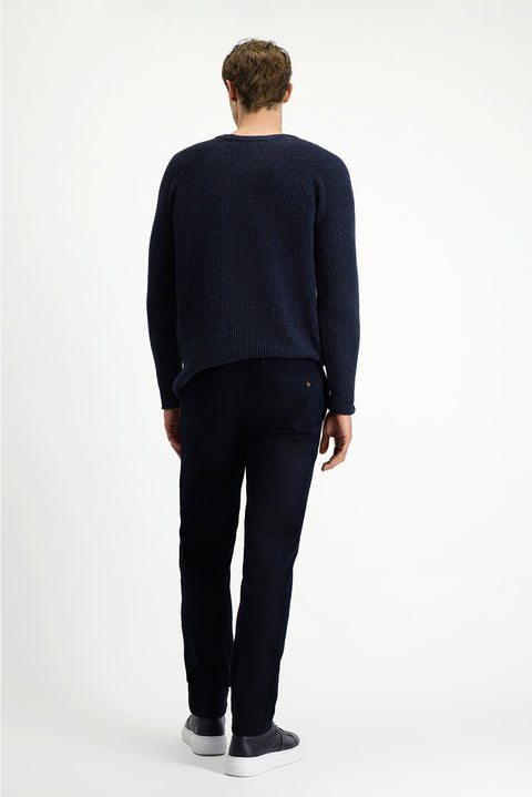 Dark Navy Relaxed Fit Stretch Canvas / Chino Trousers