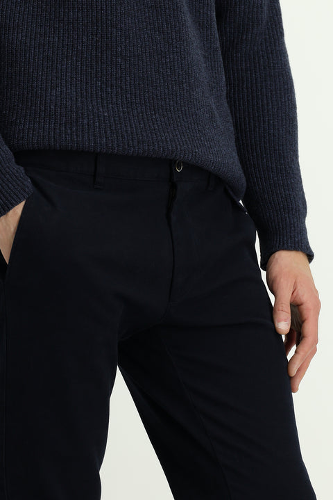 Dark Navy Blue Slim Fit Stretch Canvas / Chino Trousers