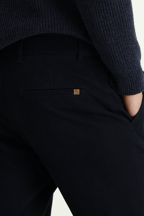 Dark Navy Relaxed Fit Stretch Canvas / Chino Trousers