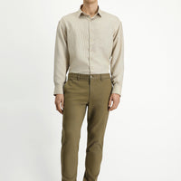 Light Beige Relaxed Fit Stretch Canvas / Chino Trousers