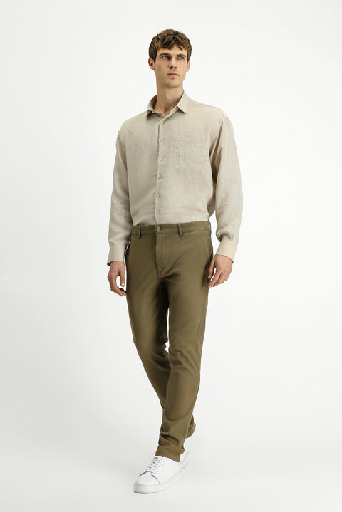 Light Beige Relaxed Fit Stretch Canvas / Chino Trousers