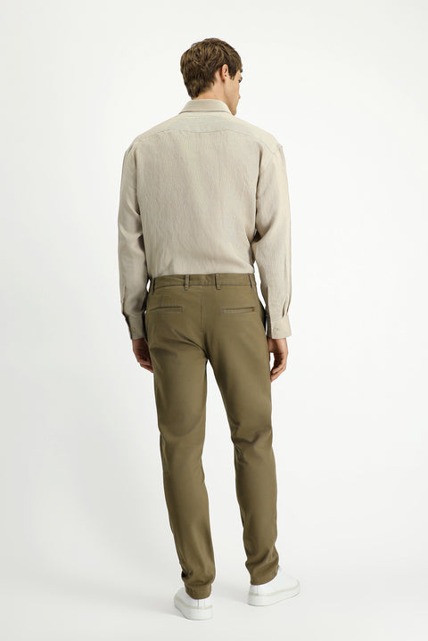 Light Beige Relaxed Fit Stretch Canvas / Chino Trousers