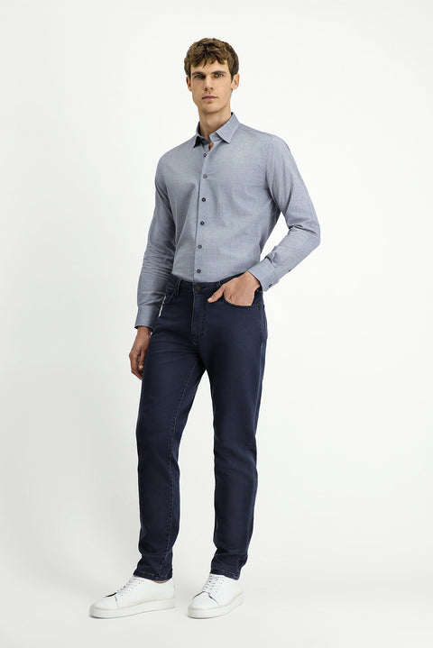 Dark Navy Relaxed Fit Stretch Canvas / Chino Trousers