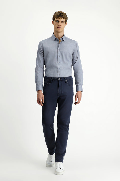 Dark Navy Relaxed Fit Stretch Canvas / Chino Trousers