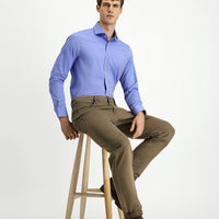 Light Brown Regular Fit Standard Cut Stretchy Canvas / Chino Trousers