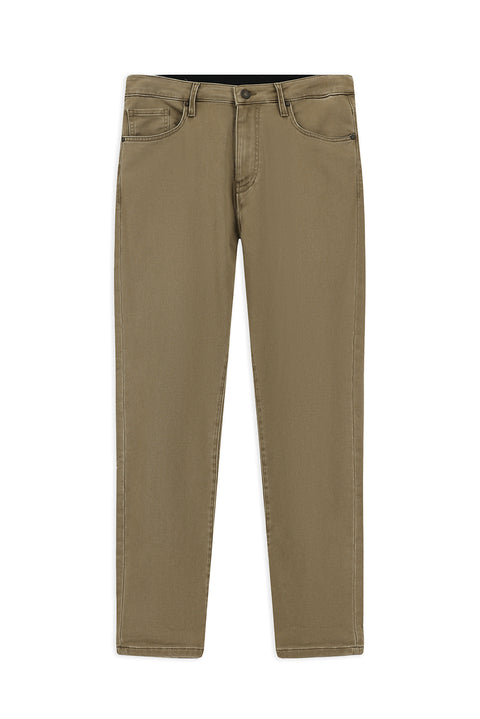 Light Brown Regular Fit Standard Cut Stretchy Canvas / Chino Trousers
