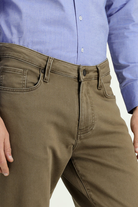 Light Brown Relaxed Fit Stretch Canvas / Chino Trousers