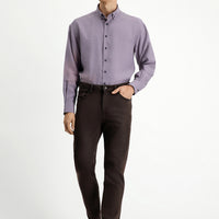 Dark Brown Regular Fit Standard Cut Lycra Canvas / Chino Pants