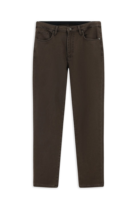Dark Brown Regular Fit Standard Cut Lycra Canvas / Chino Pants