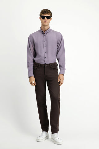  Koyu Kahve Regular Fit Standart Kesim Likralı Kanvas / Chino Pantolon