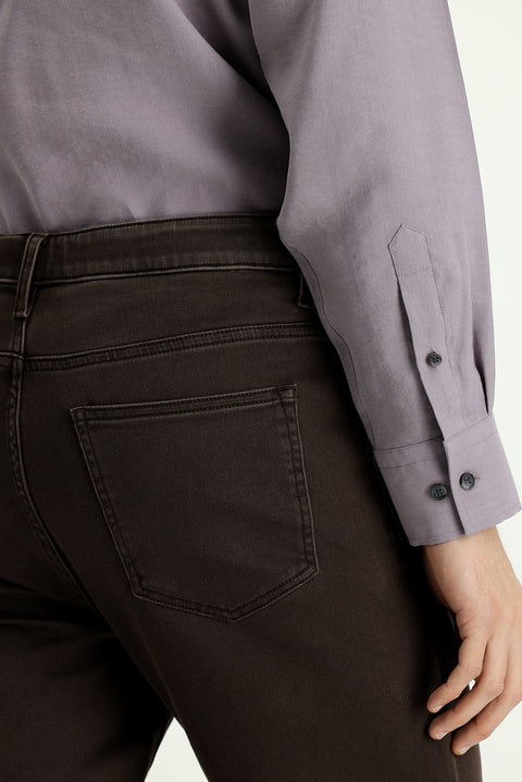 Dark Brown Relaxed Fit Stretch Canvas / Chino Trousers