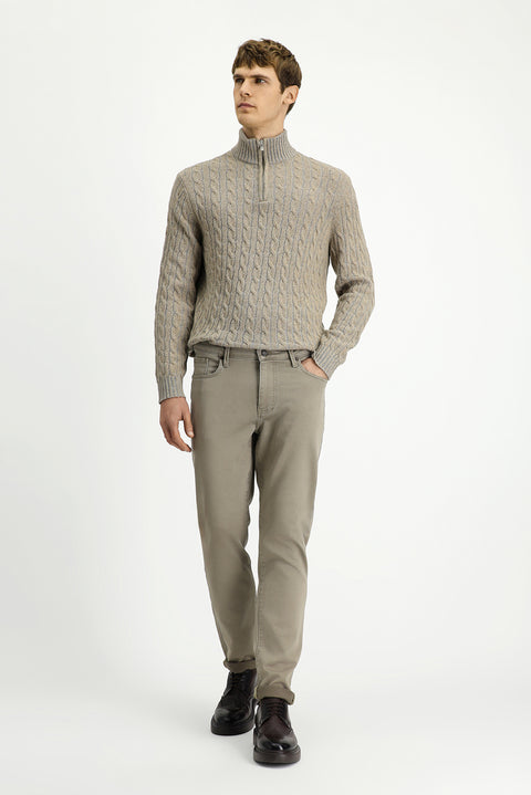 Light Mink Relaxed Fit Stretchy Canvas / Chino Pants