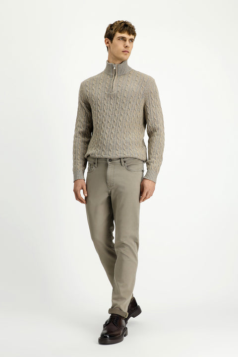 Light Mink Relaxed Fit Stretchy Canvas / Chino Pants