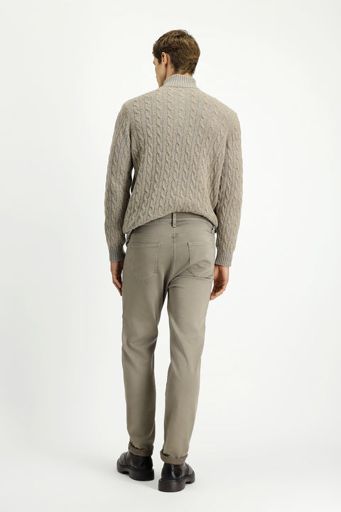 Light Mink Regular Fit Standard Cut Lycra Canvas / Chino Trousers