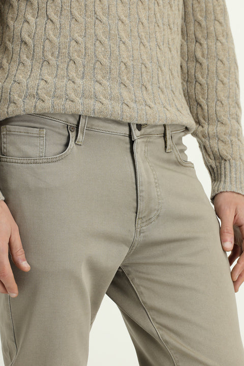 Light Mink Relaxed Fit Stretchy Canvas / Chino Pants