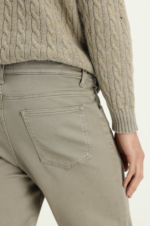 Light Mink Regular Fit Standard Cut Lycra Canvas / Chino Trousers