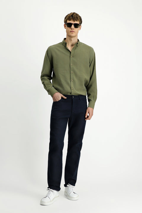 Dark Blue 6 Drop Regular Fit Standard Cut Lycra Canvas / Chino Pants