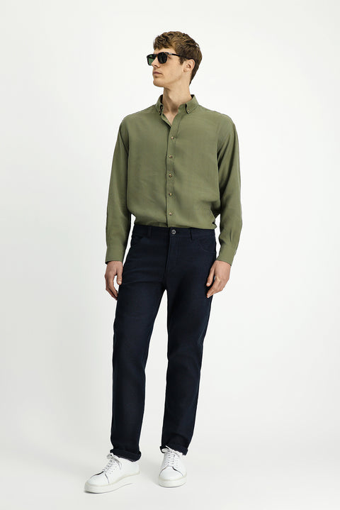 Dark Blue 6 Drop Regular Fit Standard Cut Lycra Canvas / Chino Pants
