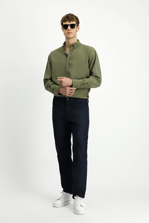 Dark Blue 4 Drop Relaxed Fit Lycra Canvas/Chino Pants