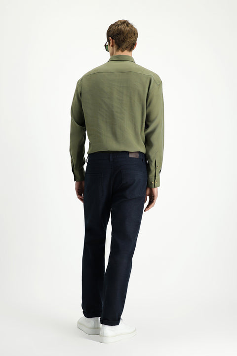 Dark Blue 6 Drop Regular Fit Standard Cut Lycra Canvas / Chino Pants