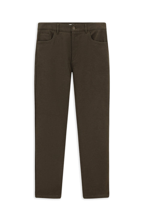 Medium Brown Relaxed Fit Stretch Canvas / Chino Trousers