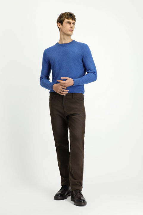Mid Coffee Regular Fit Standard Cut Lycra Canvas / Chino Trousers