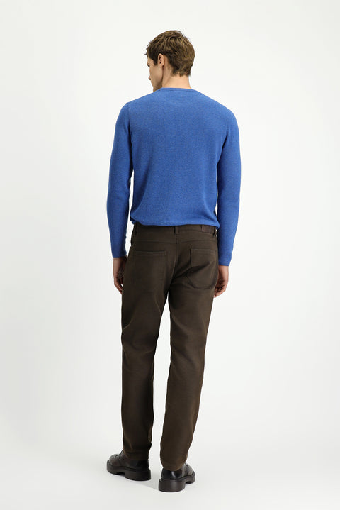 Mid Coffee Regular Fit Standard Cut Lycra Canvas / Chino Trousers