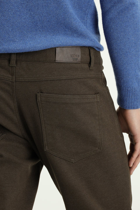 Mid Coffee Regular Fit Standard Cut Lycra Canvas / Chino Trousers