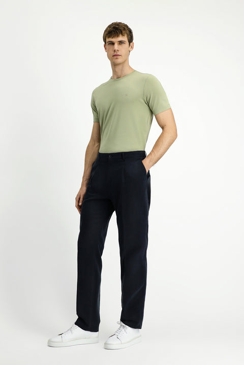 Siyah Relaxed Fit Rahat Kesim Pamuklu Pileli Pantolon