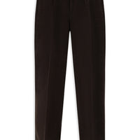Medium Coffee Relaxed Fit Pleated Velour Trousers