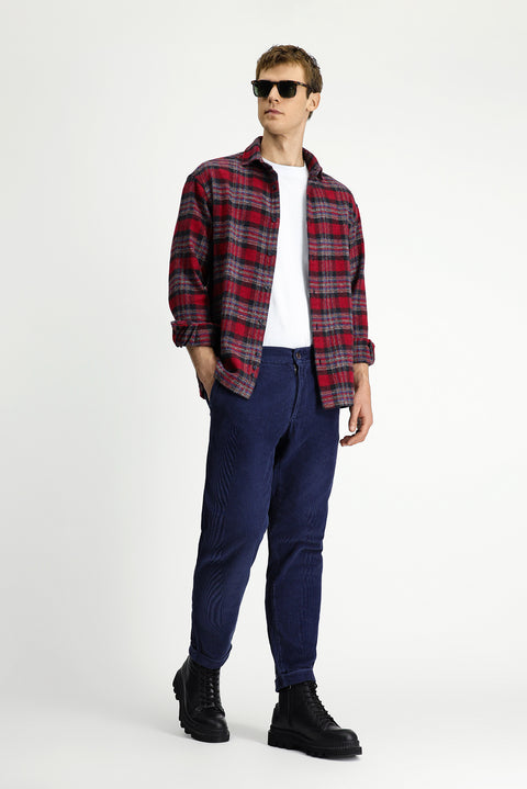 Dark Blue 6 Drop Regular Fit Standard Cut Lycra Velvet Trousers