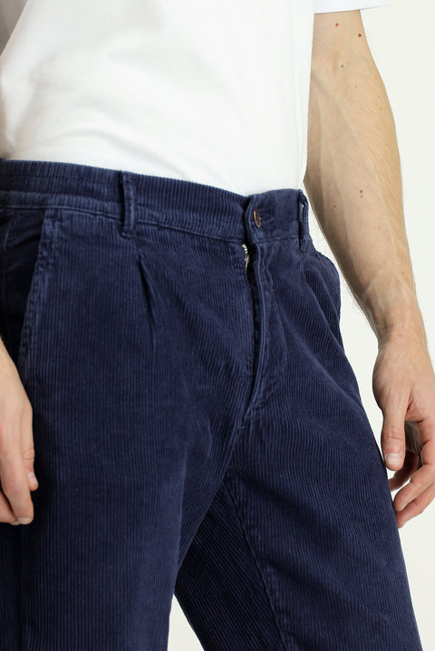 Dark Blue 6 Drop Regular Fit Standard Cut Lycra Velvet Trousers