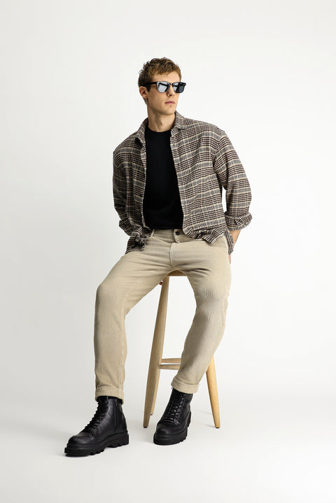 Light Mink 6 Drop Regular Fit Standard Cut Lycra Velvet Trousers