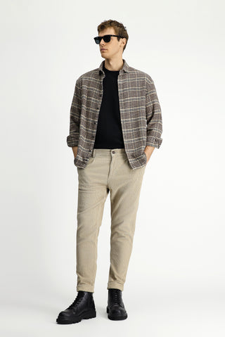  Açık Vizon Tapered Fit Likralı Kadife Pantolon