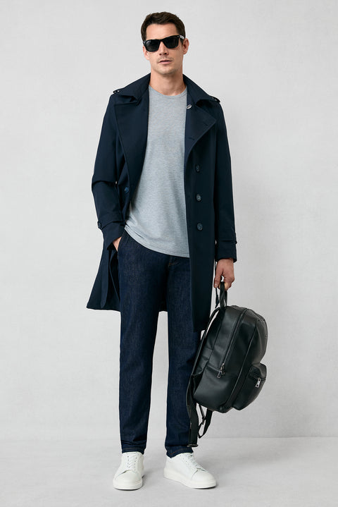Dark Navy Bootcut Fit Cotton Denim Trousers