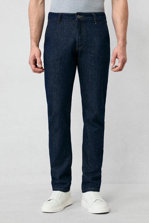 Dark Navy Bootcut Fit Cotton Denim Trousers