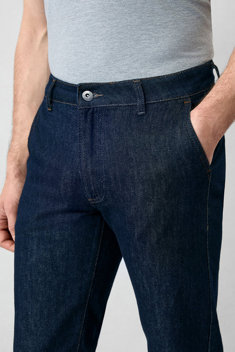 Dark Navy Bootcut Fit Cotton Denim Trousers