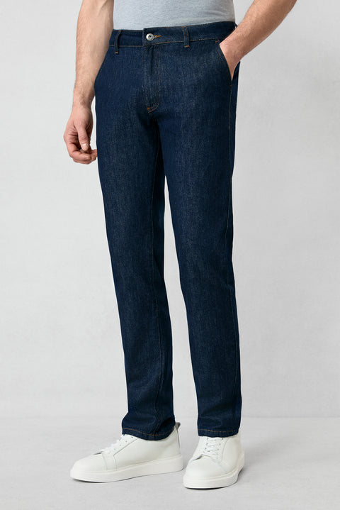Dark Navy Bootcut Fit Cotton Denim Trousers