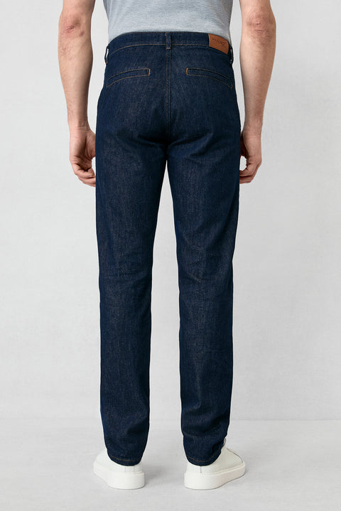 Dark Navy Bootcut Fit Cotton Denim Trousers