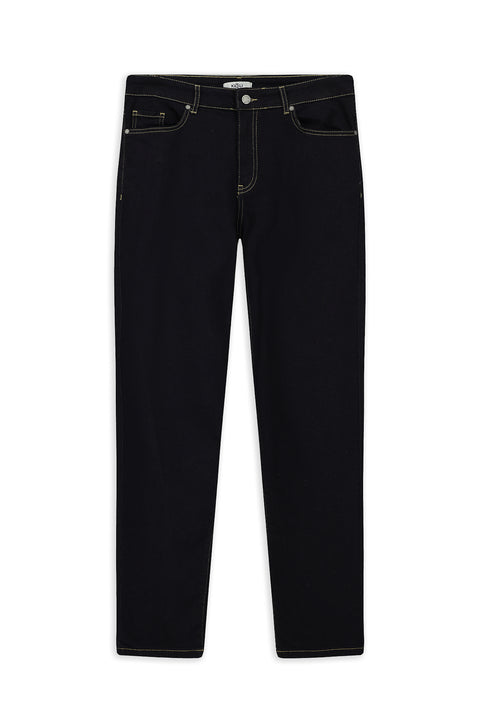 Dark Navy Regular Fit Standard Cut Lycra Flexible Denim Pants