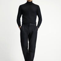 Koyu Antrasit Straight Wide Relaxed Fit Pileli Pantolon