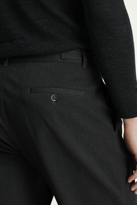 Dark Anthracite Pleated Straight Wide Leg Trousers