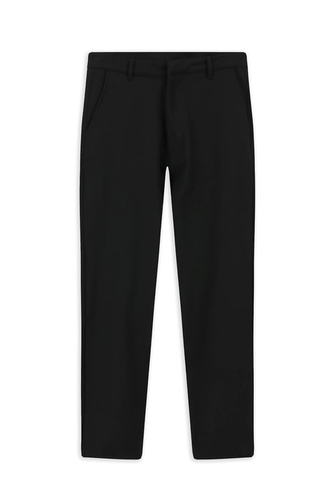 Black Straight Relaxed Fit Lycra Canvas/Chino Pants