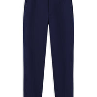 Orta Lacivert Straight Relaxed Fit Likralı Esnek Beli Lastikli Pileli Kanvas / Chino Pantolon