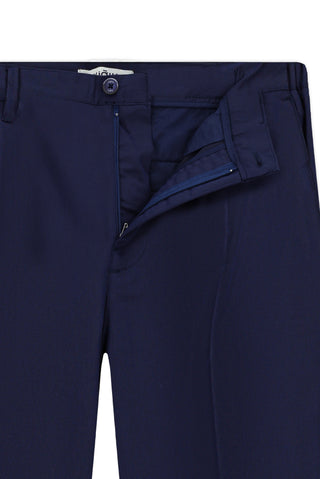  Orta Lacivert Straight Relaxed Fit Likralı Esnek Beli Lastikli Pileli Kanvas / Chino Pantolon
