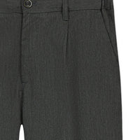 Light Anthracite 7 Drop Slim Fit Narrow Cut Lycra Elastic Waist Pleated Canvas / Chino Trousers