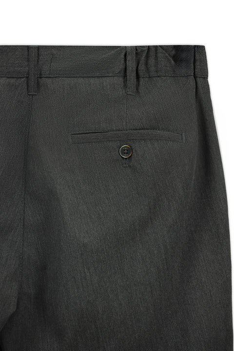 Light Anthracite 7 Drop Slim Fit Narrow Cut Lycra Elastic Waist Pleated Canvas / Chino Trousers