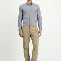 Mid-Beige Regular Fit Standard Cut Stretch Canvas / Chino Trousers