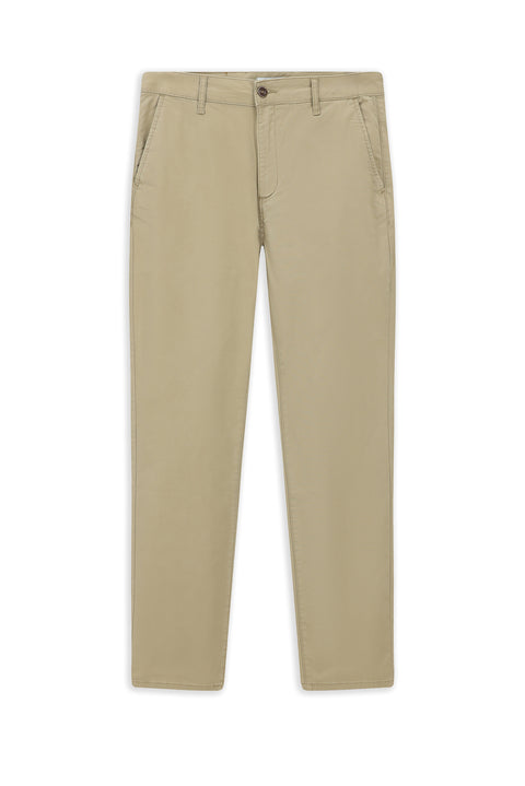Mid-Beige Regular Fit Standard Cut Stretch Canvas / Chino Trousers