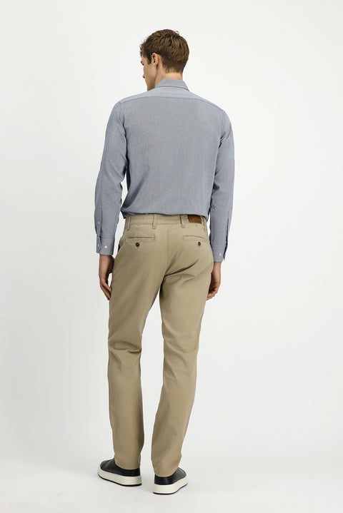 Mid-Beige Regular Fit Standard Cut Stretch Canvas / Chino Trousers
